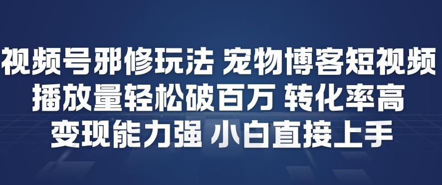 视频号邪修玩法宠物博客短视频,播放量轻松破百万,转化率高,变现能力强,小白直接上手 - 雨点资源网