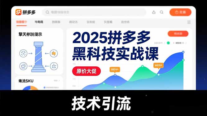 2025拼多多黑科技实战课，擎天柱玩法、爆流SKU、原价大促，技术引流，单店日销轻松破千单 - 雨点资源网