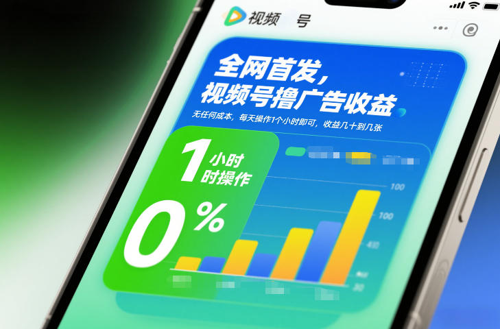 全网首发，视频号撸广告收益，无任何成本，每天操作1个小时即可，收益几十到几张 - 雨点资源网