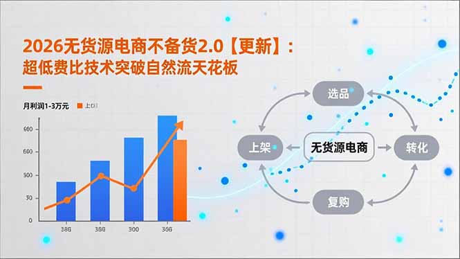 2026无货源电商不备货2.0【更新】：超低费比技术突破自然流天花板，单店月利润1-3万元 - 雨点资源网