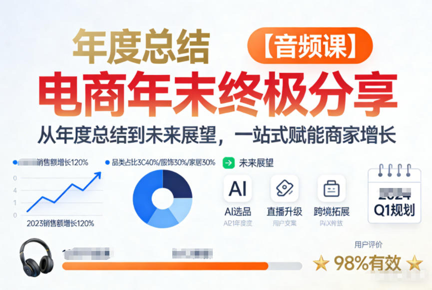 电商年未终极分享,从年度总结到未来展望,一站式赋能商家增长【音频课】 - 雨点资源网