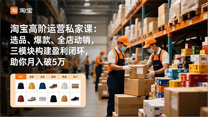 淘宝高阶运营私家课：选品、爆款、全店动销，三模块构建盈利闭环，助你月入破5万(更新12月 - 雨点资源网