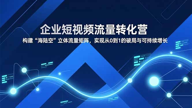 企业短视频流量转化营，构建“海陆空”立体流量矩阵，实现从0到1的破局与可持续增长 - 雨点资源网