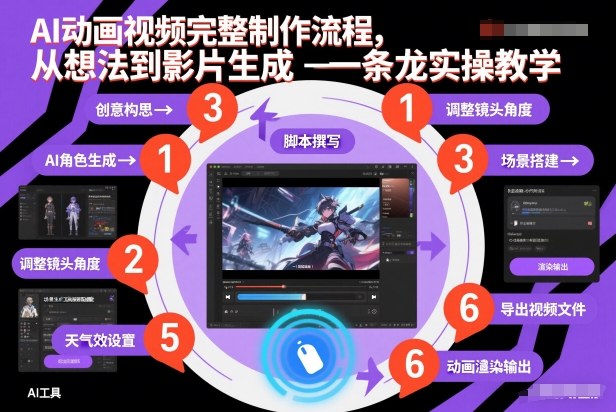 AI动画视频完整制作流程,从想法到影片生成一条龙实操教学 - 雨点资源网