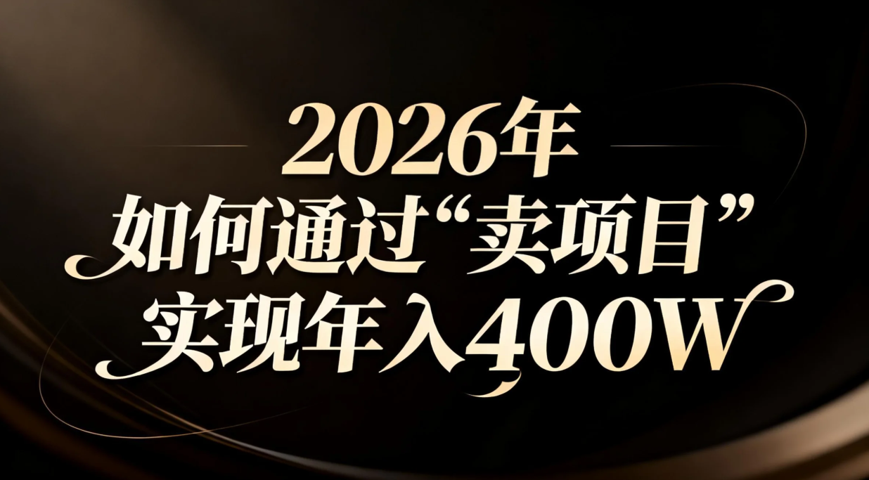 2026年如何通过“卖项目”实现年入百万 - 雨点资源网