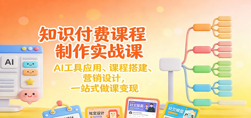 知识付费课程制作实战课：AI工具应用 、课程搭建、营销设计，一站式做课变现 - 雨点资源网
