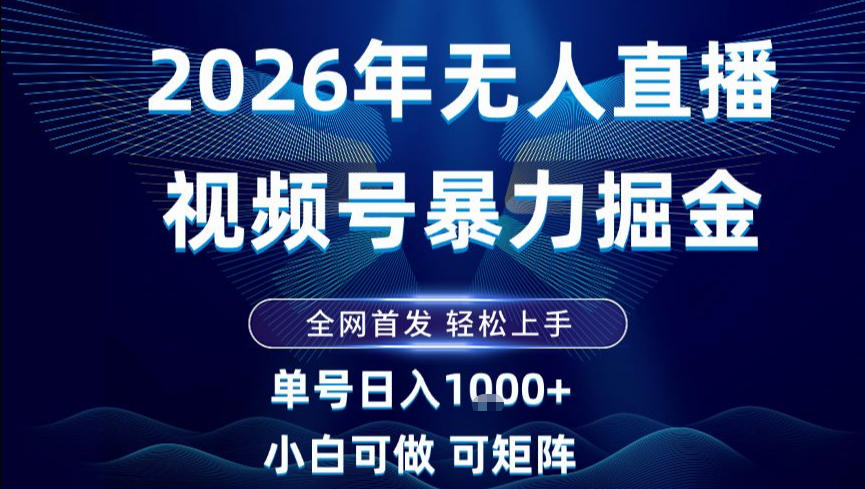 2026最新视频号无人直播掘金,全网首发,小白可以玩,长期稳定日入1k+【揭秘】 - 雨点资源网