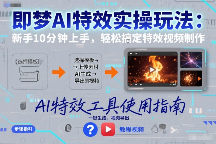 即梦AI特效实操玩法：新手10分钟上手，轻松搞定特效视频制作 - 雨点资源网