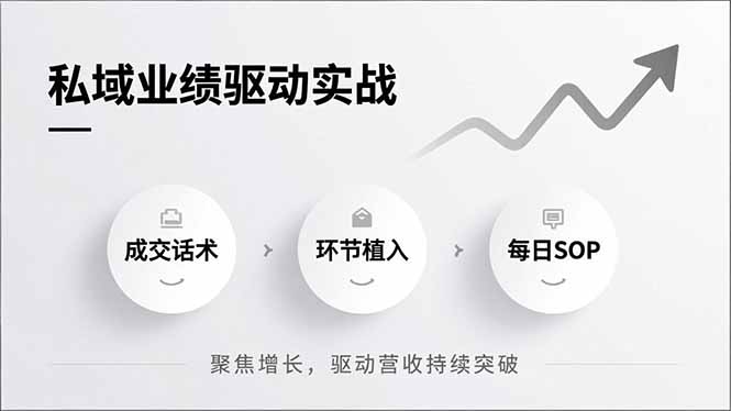 私域业绩驱动实战，成交话术、环节植入、每日SOP，聚焦增长，驱动营收持续突破 - 雨点资源网