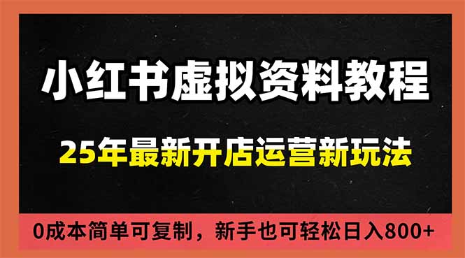 小红书虚拟资料项目：最新搜索流变现玩法，0成本简单可复制，一人多店打法，新手日入800+ - 雨点资源网