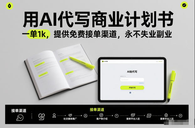 用AI代写商业计划书,一单1k,提供免费接单渠道,永不失业副业 - 雨点资源网