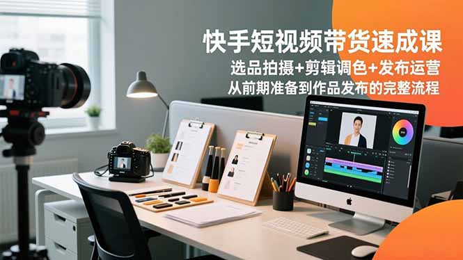 快手短视频带货速成课,选品拍摄+剪辑调色+发布运营,从前期准备到作品发布的完整流程 - 雨点资源网