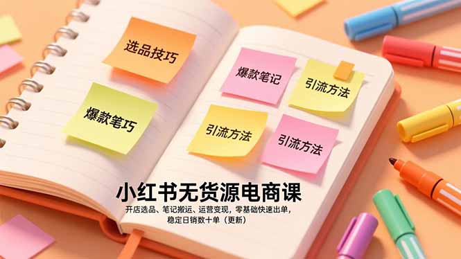 小红书无货源电商课,开店选品、笔记搬运、运营变现,零基础快速出单,稳定日销数十单(更新 - 雨点资源网