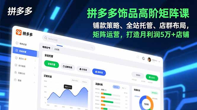 拼多多饰品高阶矩阵课，铺款策略、全站托管、店群布局，矩阵运营，打造月利润5万+店铺 - 雨点资源网