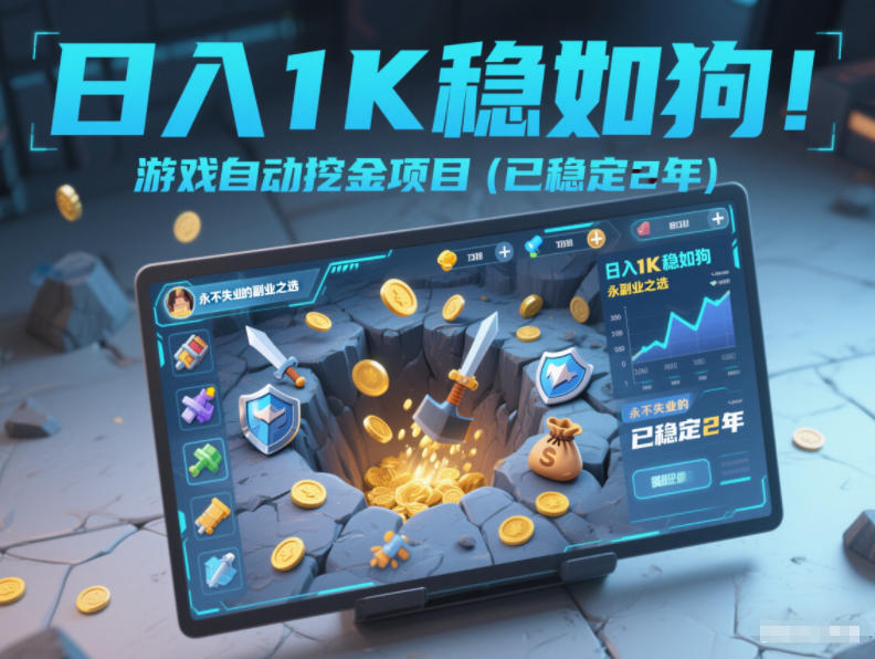 日入1K稳如狗！游戏自动挖金项目(已稳定2年)，永不失业的副业之选【揭秘】 - 雨点资源网
